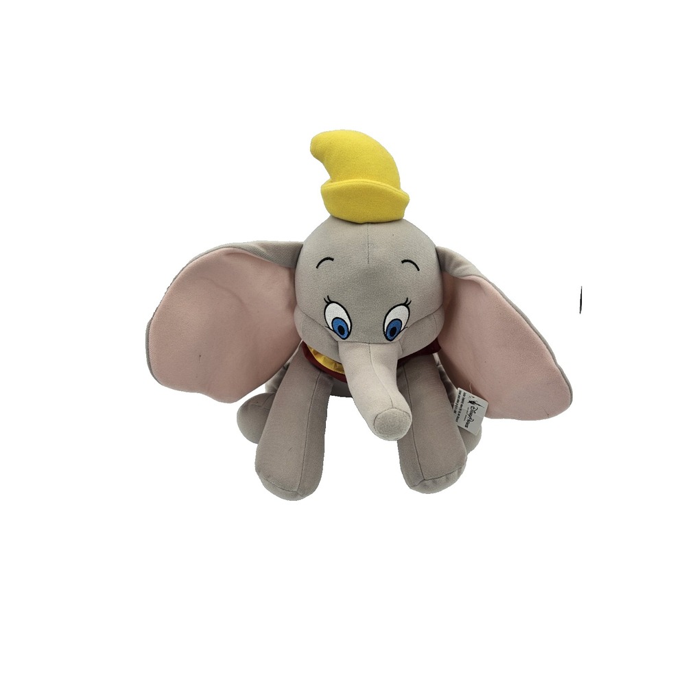 Disney Parks Dumbo Plush Stuffed Animal Elephant Yellow Hat Red Collar‎ 18"